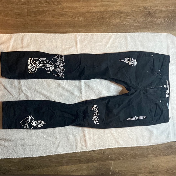 Black Broken Promises Jeans MENS ultra skinny - Picture 1 of 3